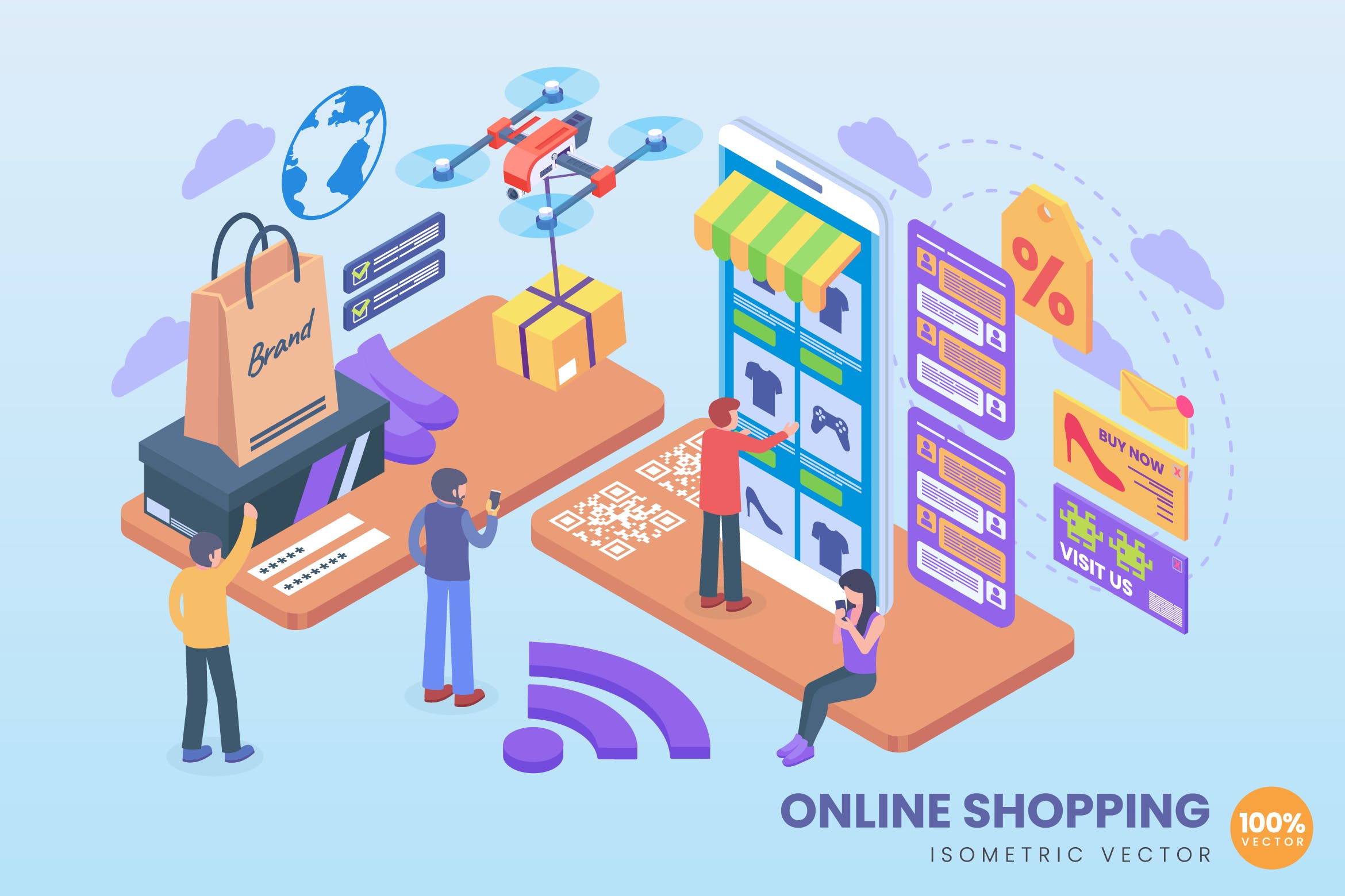 網(wǎng)上購(gòu)物與電子商務(wù) 距離、螞蟻、素材與代理的精選概念解析